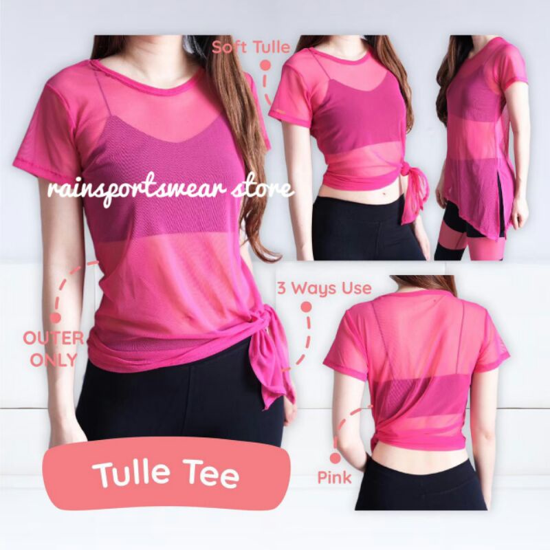 RAINSPORTSWEAR- TULLE TEE - BAJU OLAHRAGA WANITA - SENAM AEROBIC ZUMBA YOGA FITNESS BELLYDANCE IMPOR