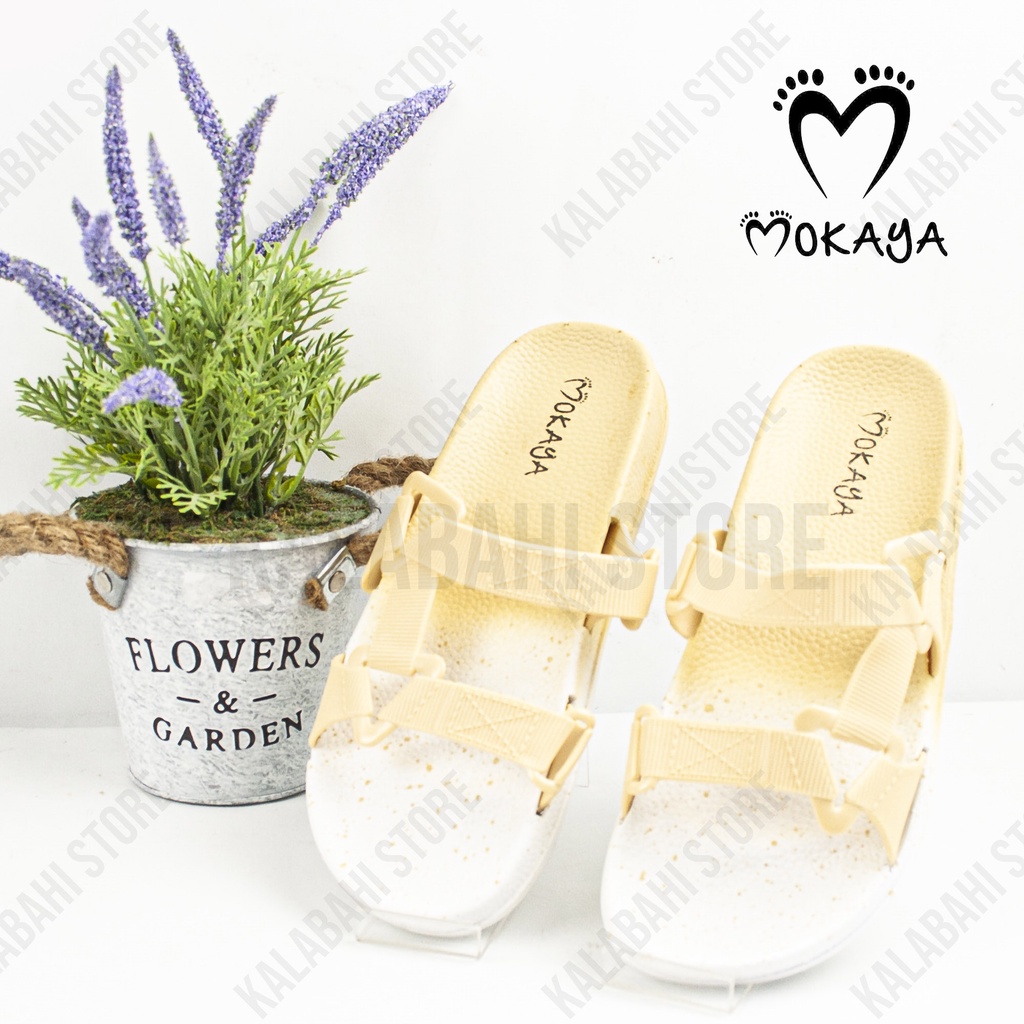 Sandal Slop Semi Gunung Wanita Warna SEMBUR Tali Sambung Keren Import Mokaya 2059 (37-41)-Kuning