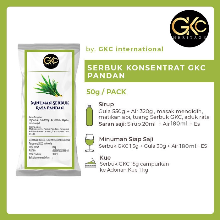 

Bubuk Sirup GKC "Rasa Pandan" 50g