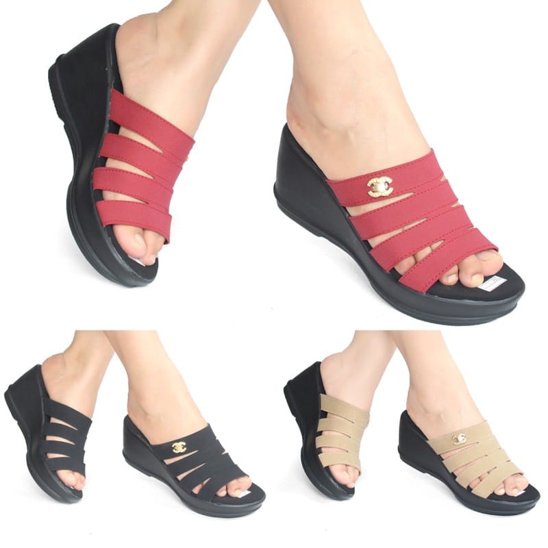 Sandal Wedges Terbaru / sandal wanita / sandal kondangan / sandal selop / realpict / SC 4 / rizkiana