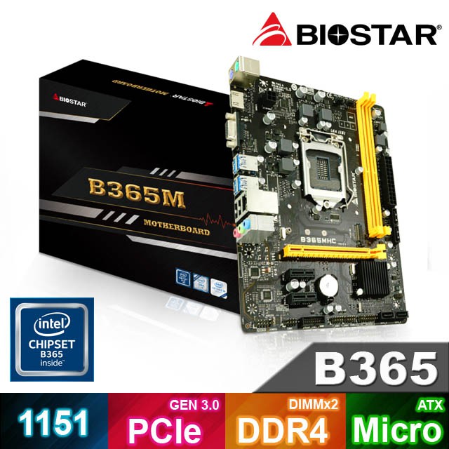 Motherboard Biostar b365mhc Micro Atx lga 1151 Intel b365 gen 8 9 ddr4 m.2 sata3 usb 3.1 - Mainboard Lga1151