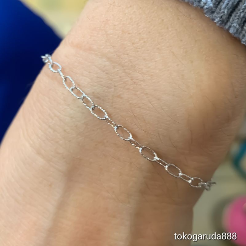 Rantai tangan gelang tali anak dan dewasa emas asli kadar 75% 750 22 17k nori korea rante putih whitegold holo