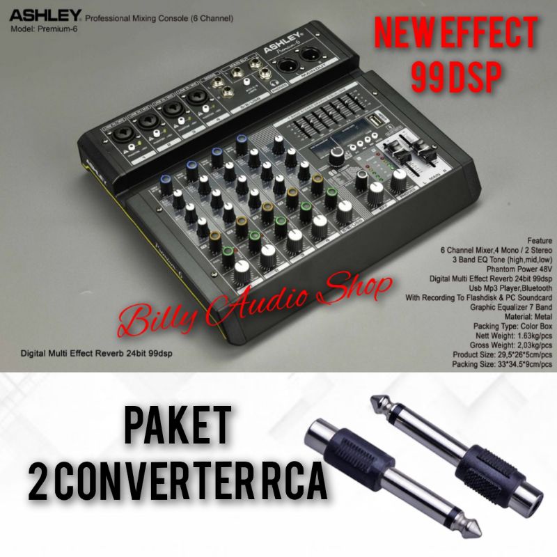 MIXER AUDIO ASHLEY PREMIUM 6  DAN 4 (6 DAN 4 CHANNEL)RECORD PLUS SOUNCARD,BLUETOOTH