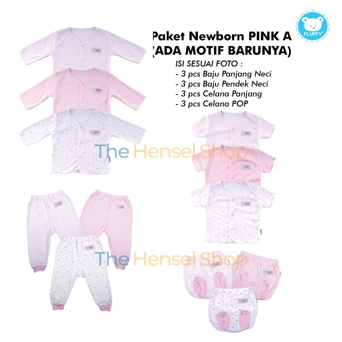 Paket Baju Bayi Newborn PINK Fluffy - Paket A