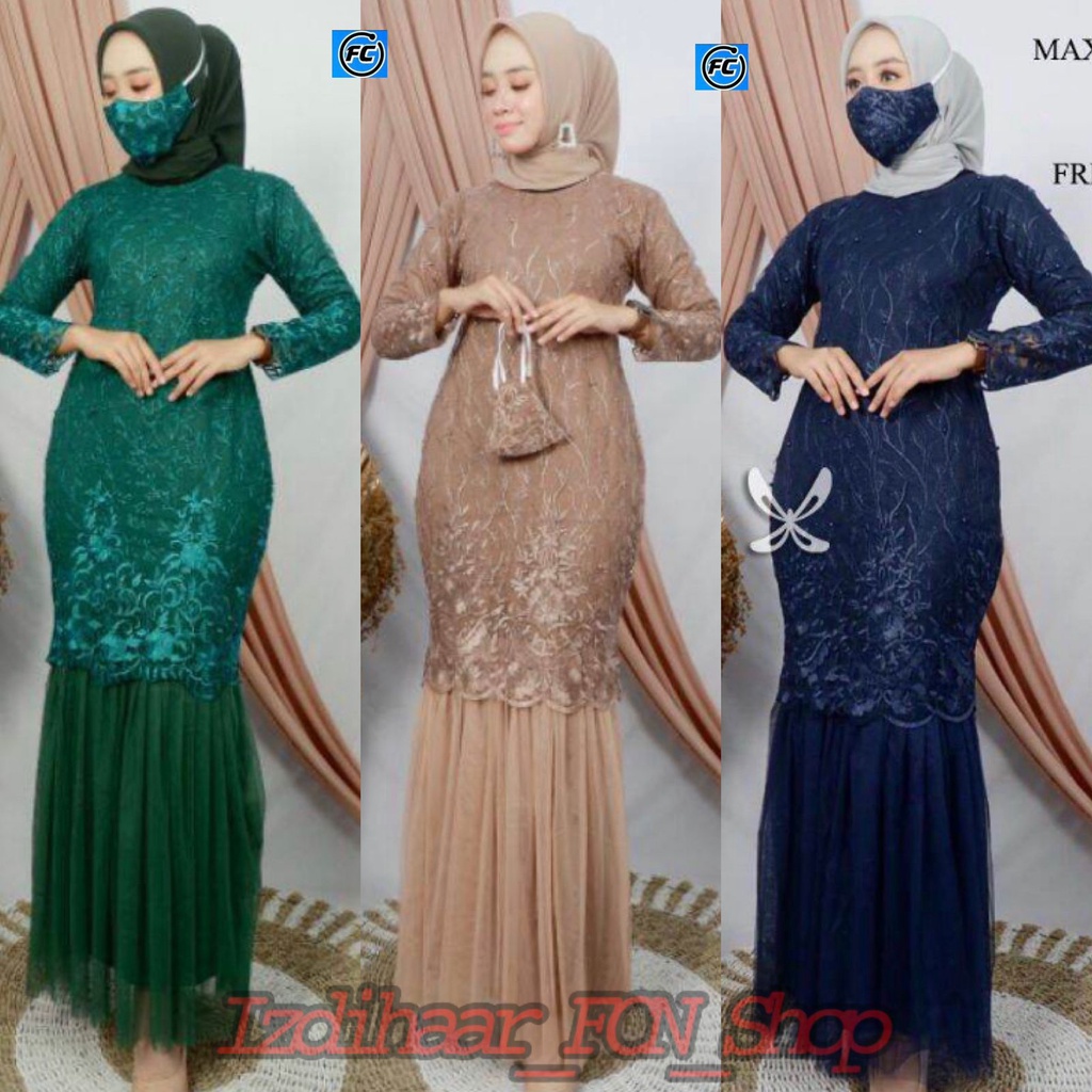 Gamis Duyung Tutu Brukat Tile Mutiara Full Brukat untuk Pesta