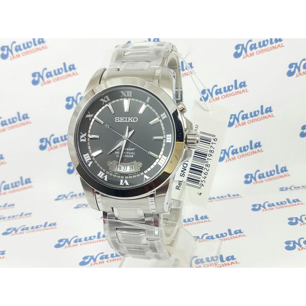 Seiko Premier SNQ147P1 Perpetual Calendar Black Dial | Jam Pria SNQ147