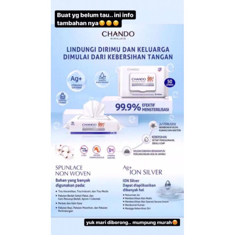 TISSUE BASAH/TISSUE CHANDO ALCOHOl WIPES/Tissue Surabaya