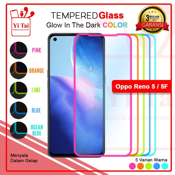 YI TAI - Glow In The Dark Tempered Glass Oppo Reno 4 4F Reno 5 5F Reno 6