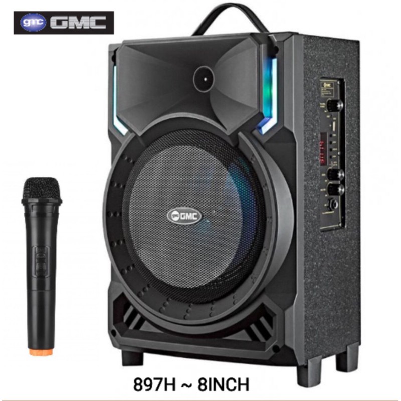 Speaker GMC 897H Portable 8“ Meeting Bluetooth USB Radio Karaoke Karoke 8 Inch 897 H(+ MIC WIRELESS)