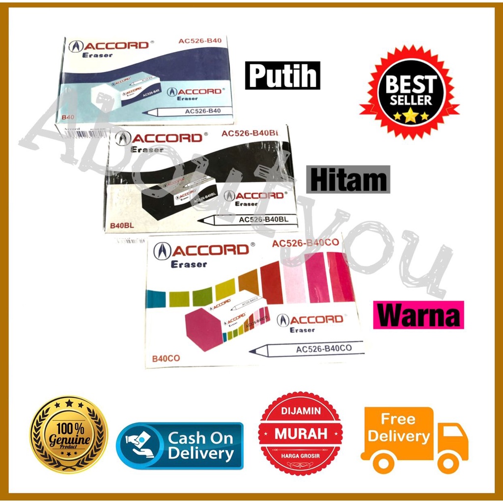 

GROSIR 1 BOX isi 40 pcs Penghapus pensil / eraser KECIL hitam putih warna warni premium 4B