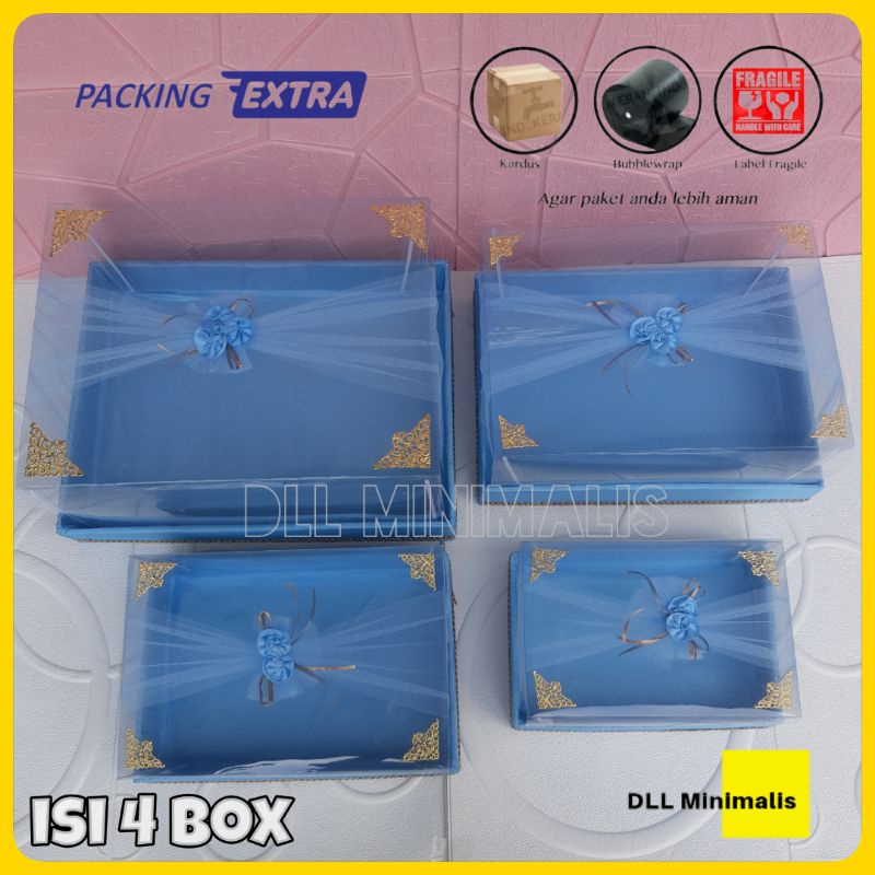 

Kotak seserahan pernikahan set lengkap isi 4 pcs Tile (warna birumuda)