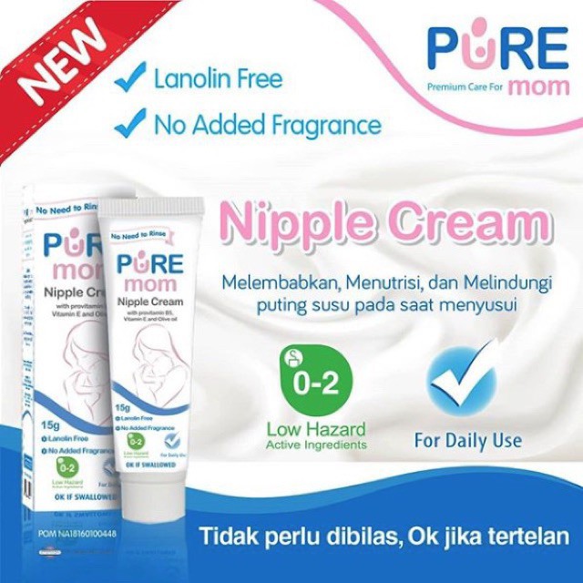 homimart I PURE Mom Nipple Cream 15gr 15 gr / Pure Baby Nipple Cream (Krim Pelembap Puting Ibu?