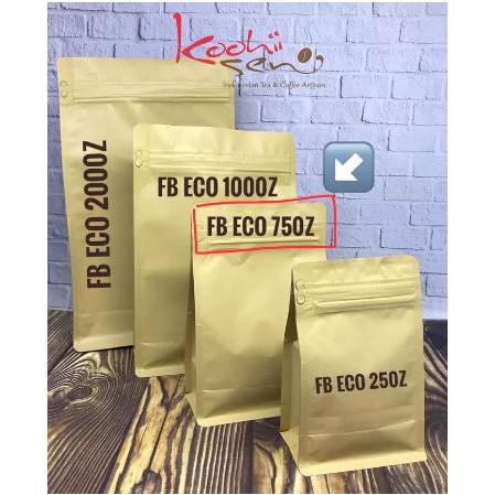 Flat Bottom Ecopack 750Z+Valve 250 gr Kemasan Kopi - Kpack Litho Paper