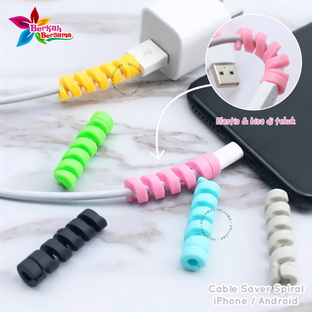 Cable Protector Spiral / Pelindung Kabel charger BISA DI TEMPEL DINDING - PROTERCTOR UJUNG KABEL BB5783