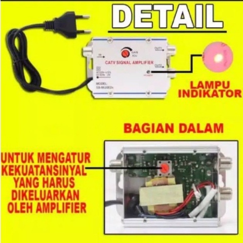 BOOSTER + SPLITTER PENJERNIH PENGUAT SINYAL TV 2 WAY 3 WAY 4 WAY