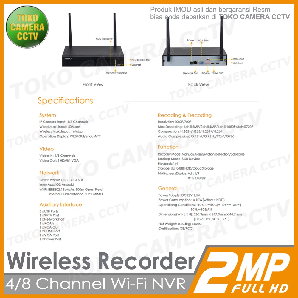 NVR WIFI WIRELESS IMOU 8CH NVR 8 CHANNEL