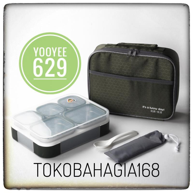 Yooyee 629 set kotak makan stainless lunchbox tas sendok