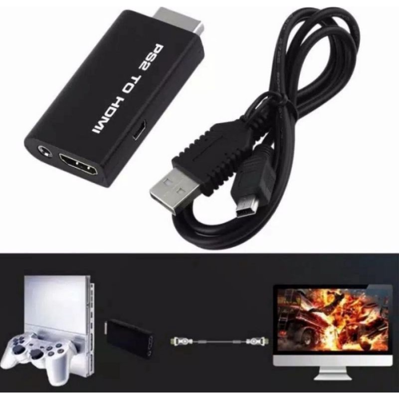 PS2 TO HDMI AUDIO VIDEO TV ADAPTER CONVERTER 3.5MM OUTPUT SONY PS 2 PLAYSTATION 2 SLIM FAT KABEL