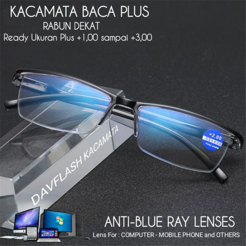 Kacamata Baca Plus Sporty Pria | Frame Kacamata Baca Plus Anti Blue Ray | Kacamata Rabun Dekat Plus