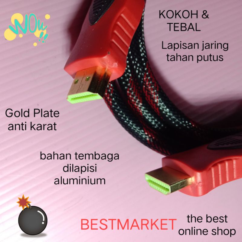 KABEL HDMI MALE TO MALE BEST 1,5 METER SERAT JARING BUAT SET TOP BOX  DLL BEST QUALITY