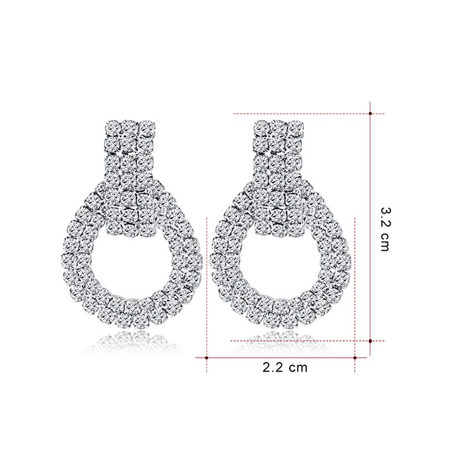 LRC Anting Tusuk White K Alloy Diamond Geometry Tassel Earrings F72425