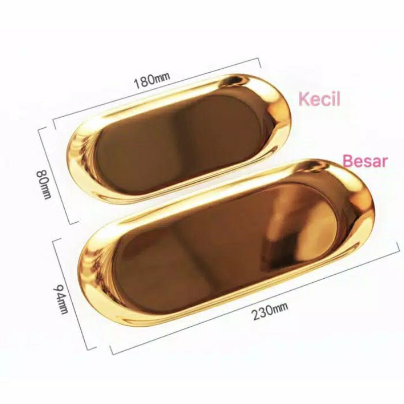 SALE Gold plate/Plate/piring multifungsi furniture dekorasi asesoris medium-oval medium ukuran 23cm