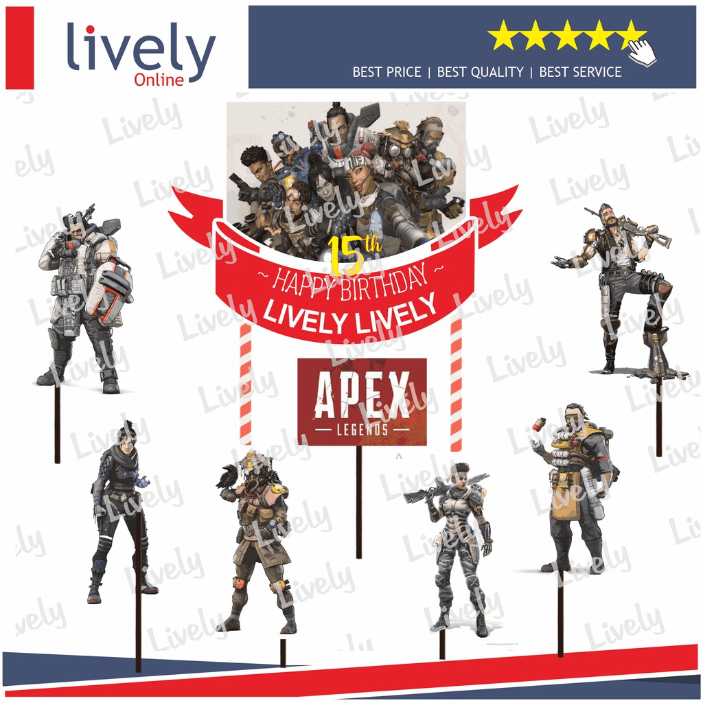 CUSTOM NAMA CAKE TOPPER KARAKTER APEX LEGEND HIASAN KUE ULANG TAHUN HAPPY BIRTHDAY