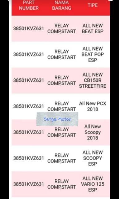 Relay comp start starter stater kaki 4 . CB150R Vario 125 Verza PCX Spacy FI F1 ORI HONDA AHM 38501-KVZ-631 38501KVZ631-1