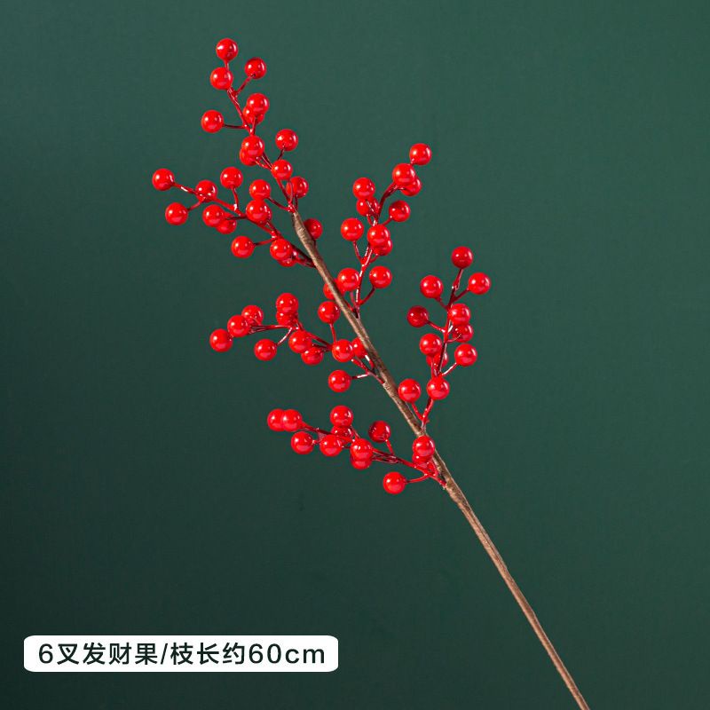 Bunga Cherry Merah  Pajangan Bunga Plastik merah / Bunga Berry Red Bunga Plastik Palsu Hiasan Bunga 