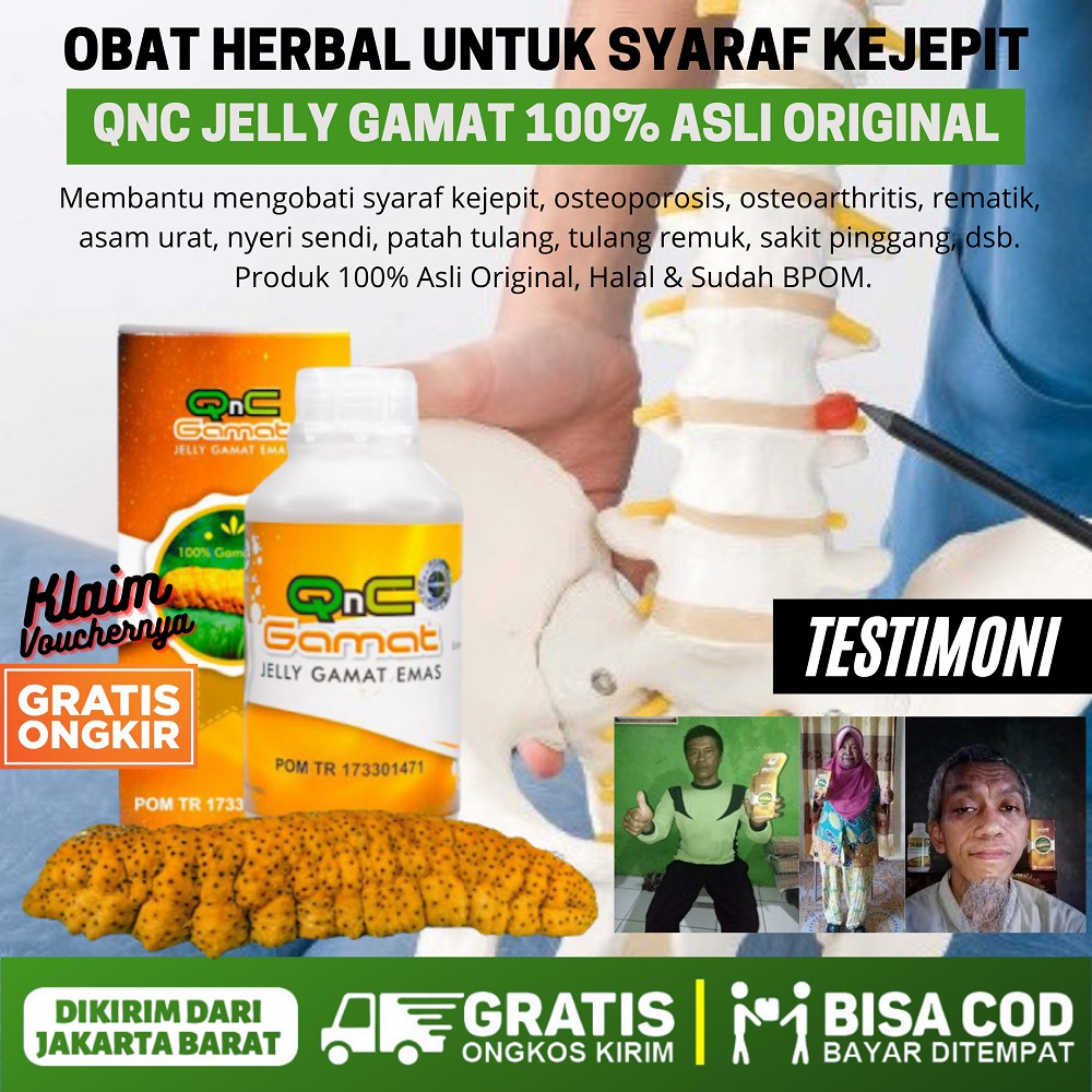 

OBAT HERBAL UNTUK URAT SYARAF KEJEPIT SARAF KEJEPIT DI PINGGANG DI KAKI QNC JELLY GAMAT HALAL BPOM