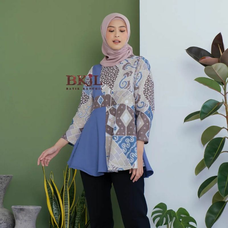 Batik wanita ASJ SA HRB026 Kenongo Kemeja Tosca Pendek