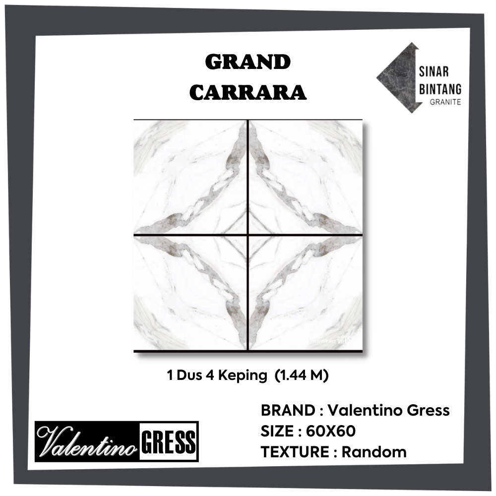 Granit 60 X 60 | Granit Lantai Grand Carrara VALENTINO GRESS
