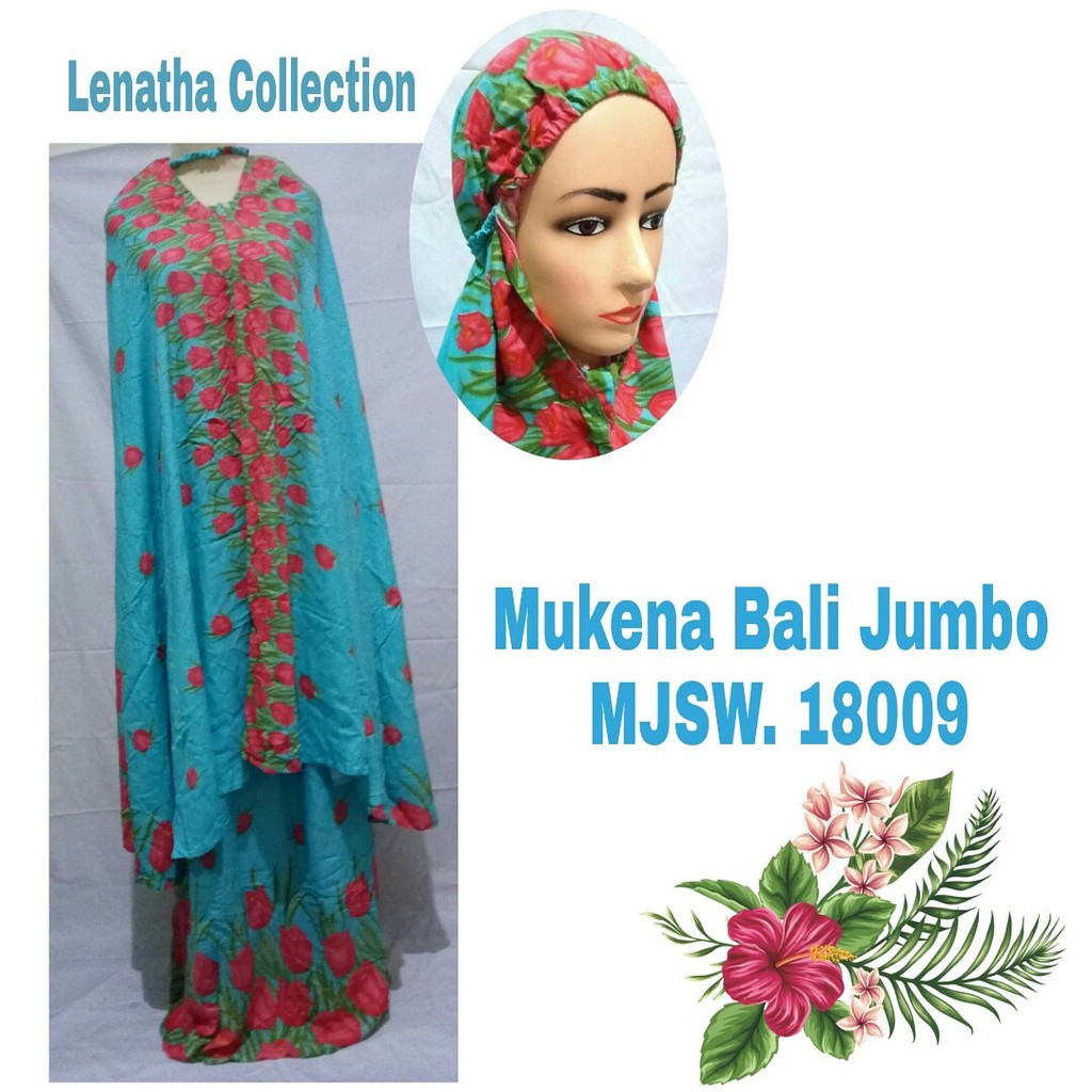 Mukena Bali Size Jumbo Motif Bunga Tulip Biru/Remaja/Rayon/Adem/Dingin/Adem/Lenatha/Cantik
