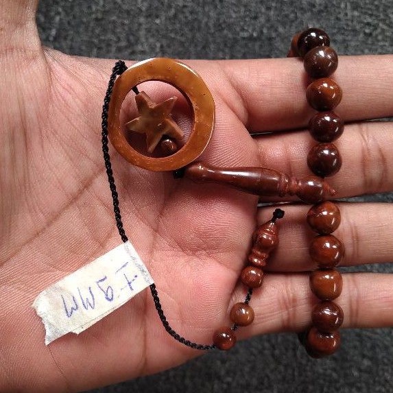 tasbih kokka bulat ± 9 mm ( 9mm ) 33 butir bulan bintang