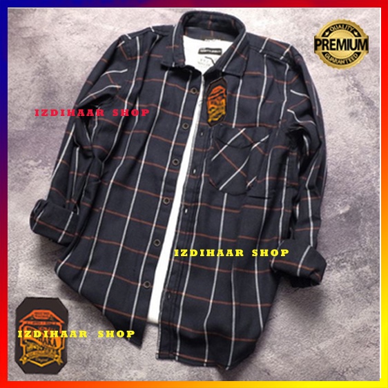 Kemeja Flanel Pria Lengan Panjang Kotak Kotak Flannel XL