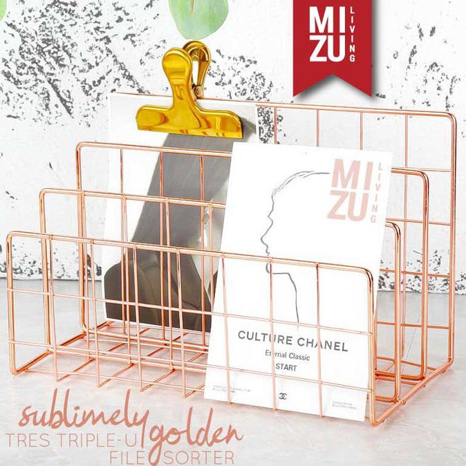 

BISA BAYAR DITEMPAT SUBLIMELY GOLDEN TRES TRIPLE-U WIRE Magazine File Stand Holder Emas - TRES F