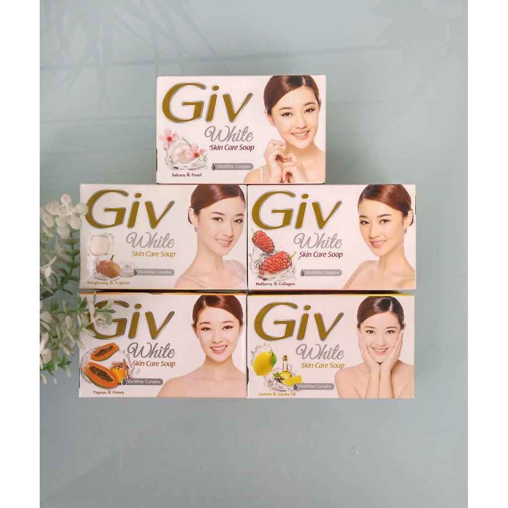 Giv White Sabun Batang Skin Care Soap 76gr (Bengkoang/Mulberry/Pepaya/Lemon/Sakura&amp;Pearl/White Flowe