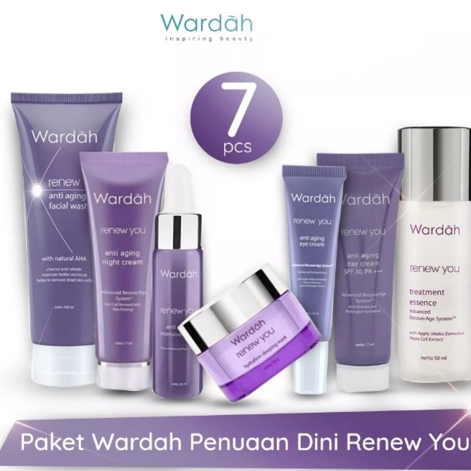 Paket Wardah Renew You Anti Aging Lengkap 7pcs - Skincare Untuk Mencegah Penuaan