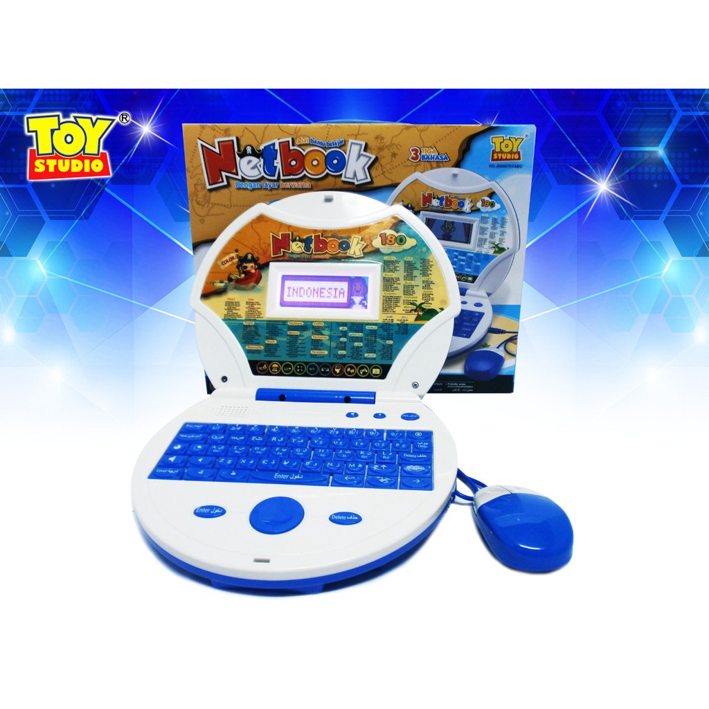 Toy Studio Mainan Edukasi Anak Laptop Batere 180 Fungsi 3 Bahasa Layar Berwarna