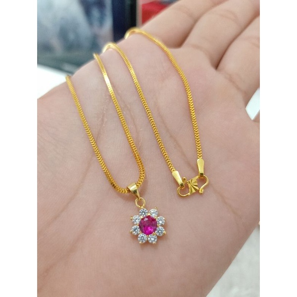 KALUNG ANAK DAN LIONTIN PERAK 925 LAPIS MAS 24K