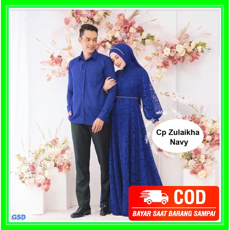 Baju Couple Sepasang Pria Wanita Edisi Lebaran Maxi Terbaru 2021  JF263 Couple Zulaikha -Baju Couple