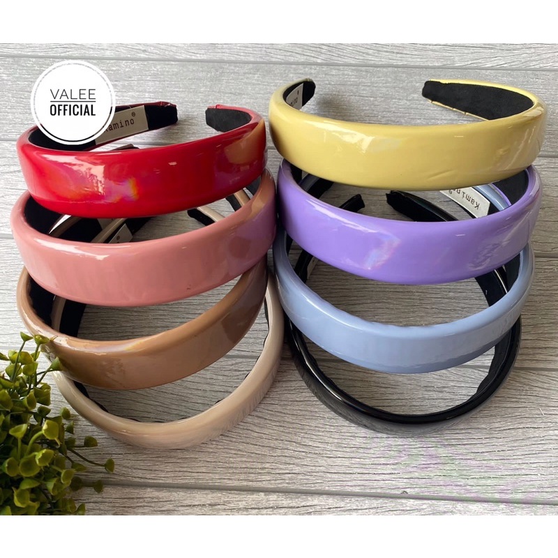 Kamino Hei-Run Leather Padded Headband Bando Busa Polos Kilap B Warna Premium Korean Style Wanita