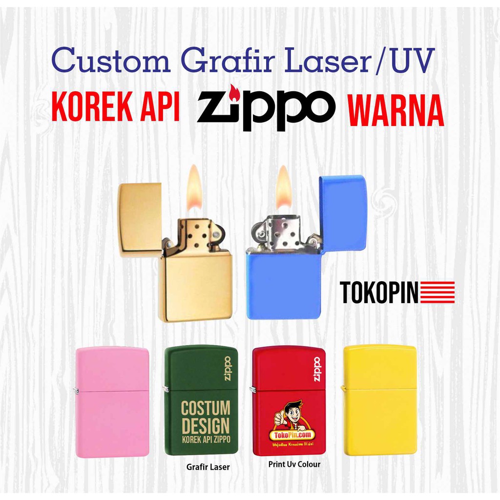 Jual Custom Cetak Ukir Laser Grafir Print Uv Korek Api Zippo Warna Shopee Indonesia