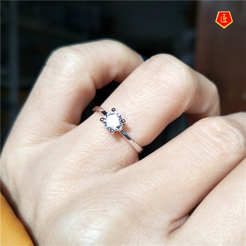 [Ready Stock]Classic Four-Claw Diamond Ring Simple Personality