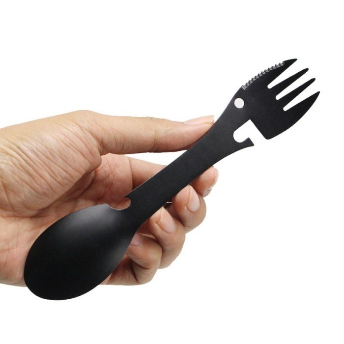 Sendok Garpu Pisau Bottle Opener Multifungsi EDC Tools Spoon Spork