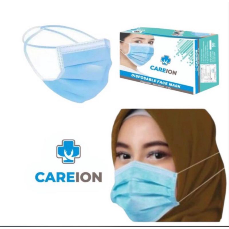 Masker hijab 3ply 1box isi 50pcs