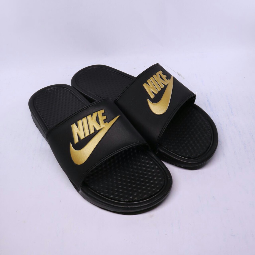  Sandal  Flip Flop Sandal  Slop Nike  Benassi Black Gold 