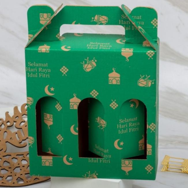 

Kardus Diecut Box Kemasan Botol 250Ml Isi 3 Hampers Lebaran Idul Fitri Diskon!!R30F