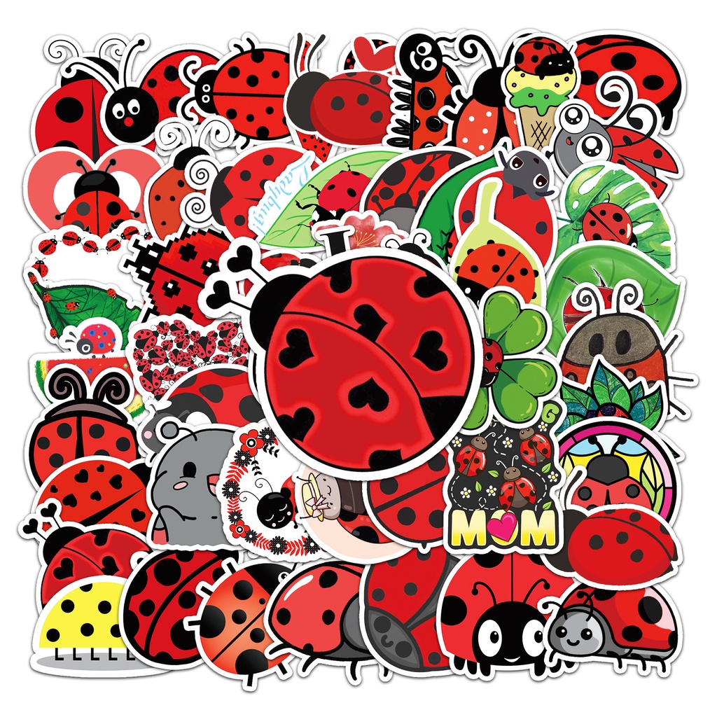 Zhang LADYBIRD lucu kartun ins gaya grafiti stiker bagasi skuter kotak alat tulis kreatif stiker