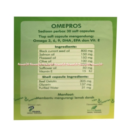 Omepros Suplemen Makanan Omega 3 6 9 Isi 30 Kapsul Efektif turunkan Kolesterol Jahat Ome Pros